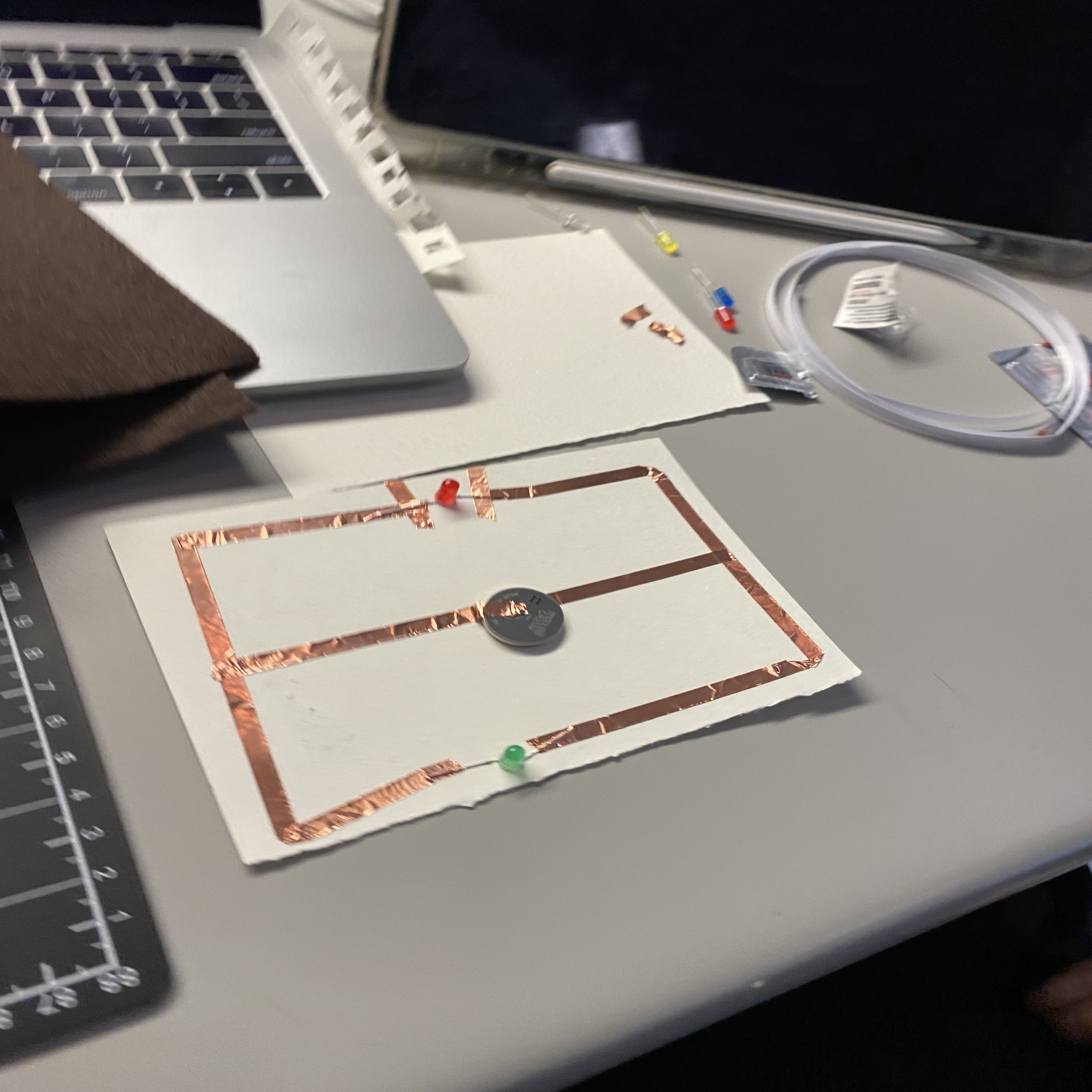 The second circuit I made, which was mainly composed of two LED lights.