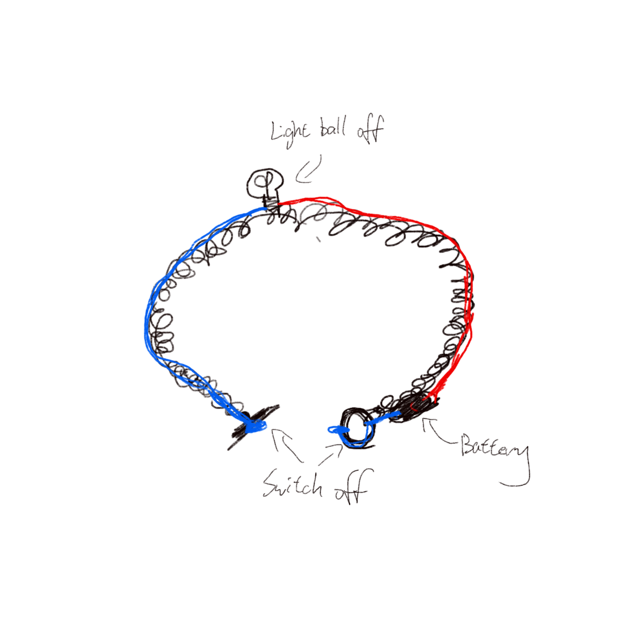The top view of the opened bracelet circuit sketch.