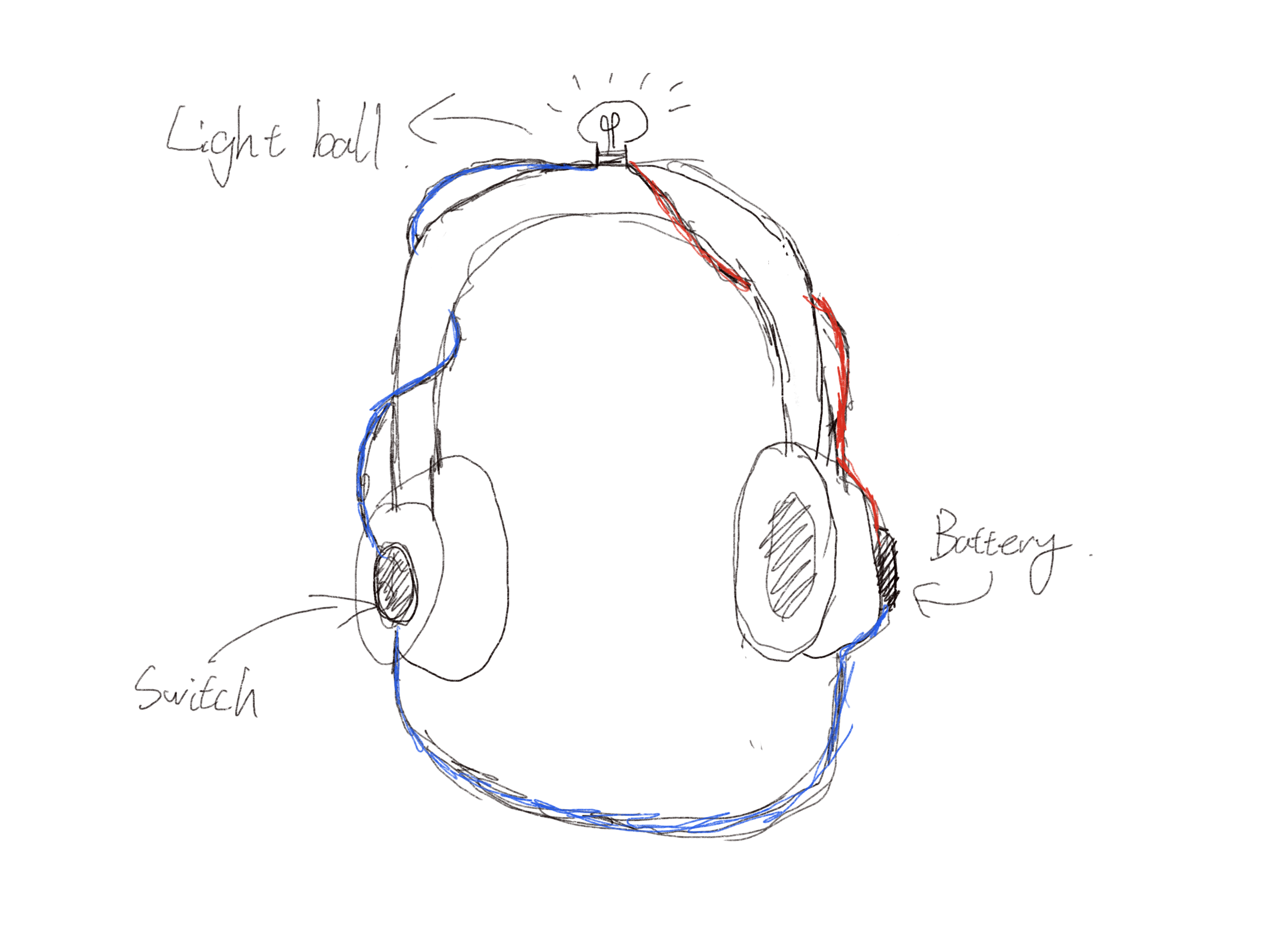 The front view of the headphone circuit sketch.
