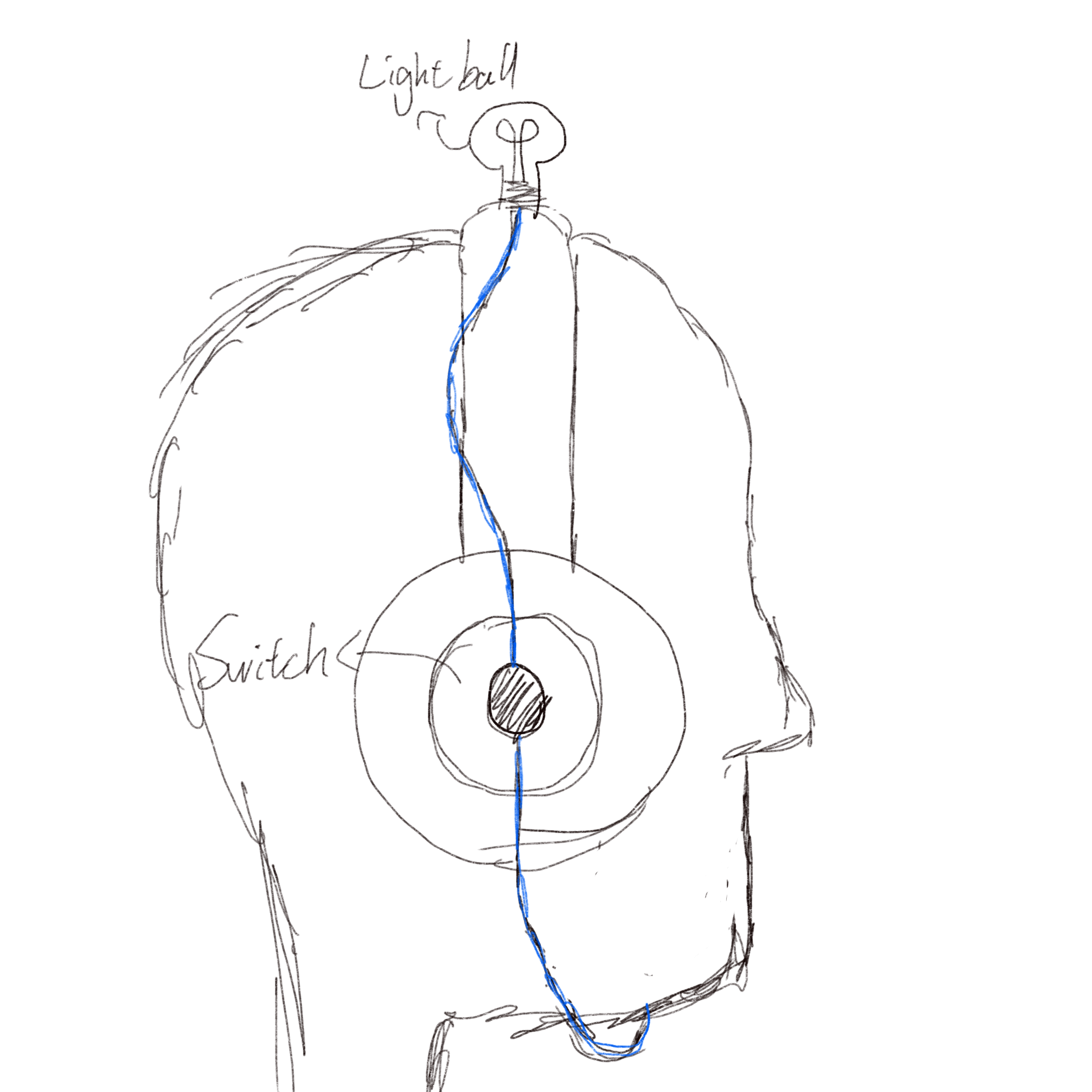The side view of the headphone circuit sketch.