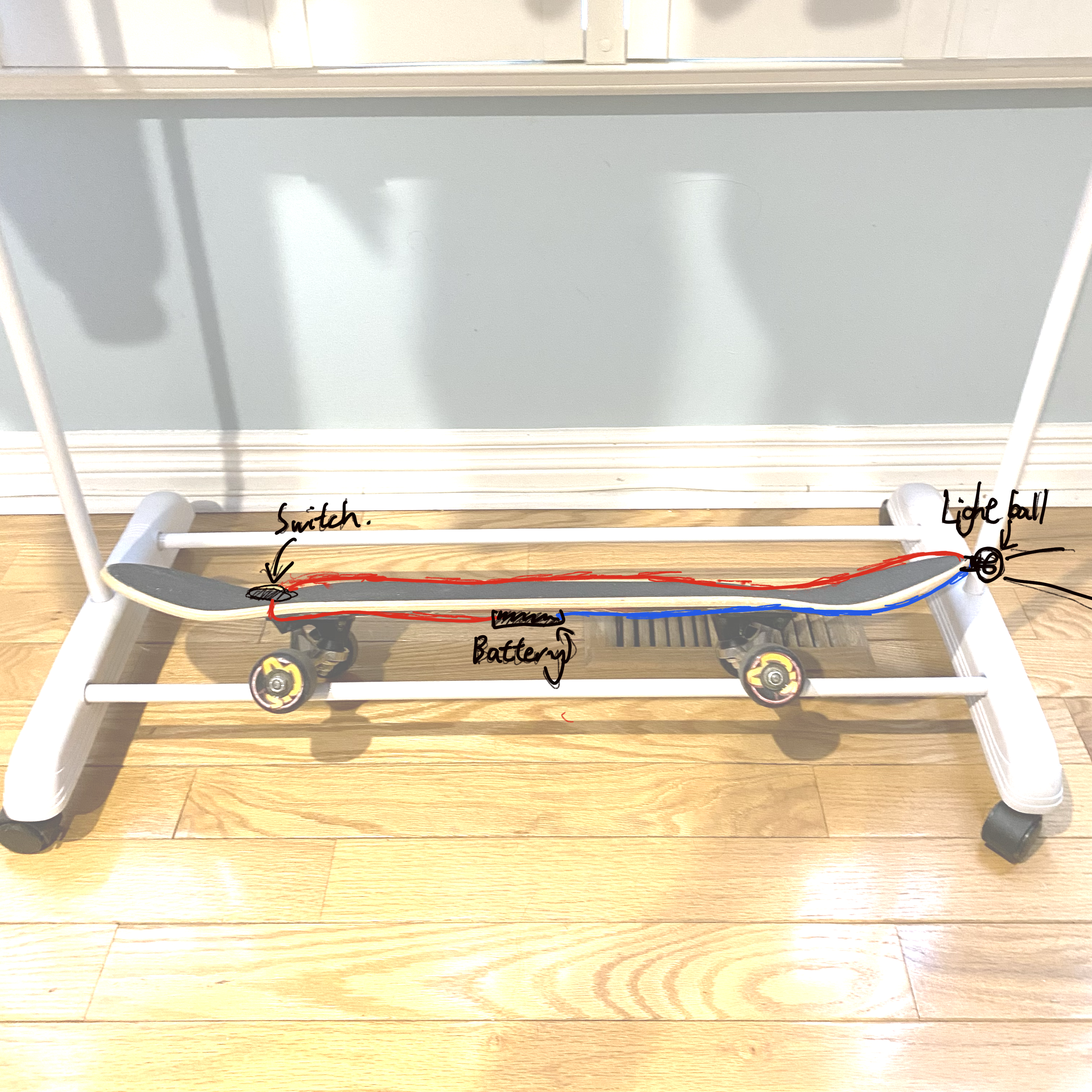 The final circuit sketch on the photo.