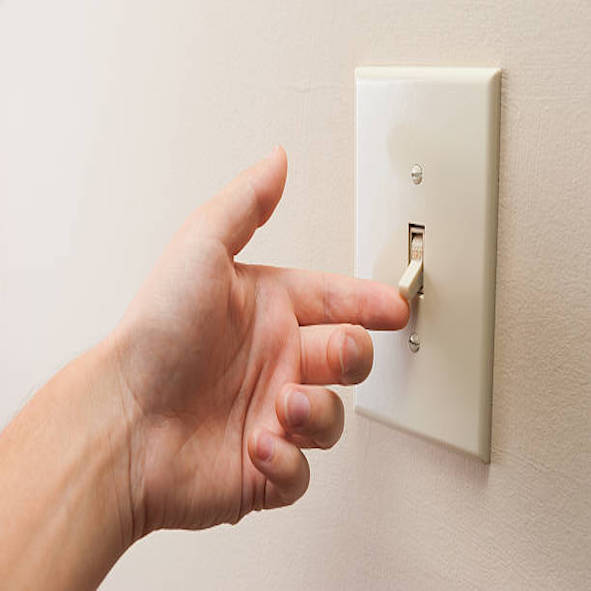The sound of turning on the light switch