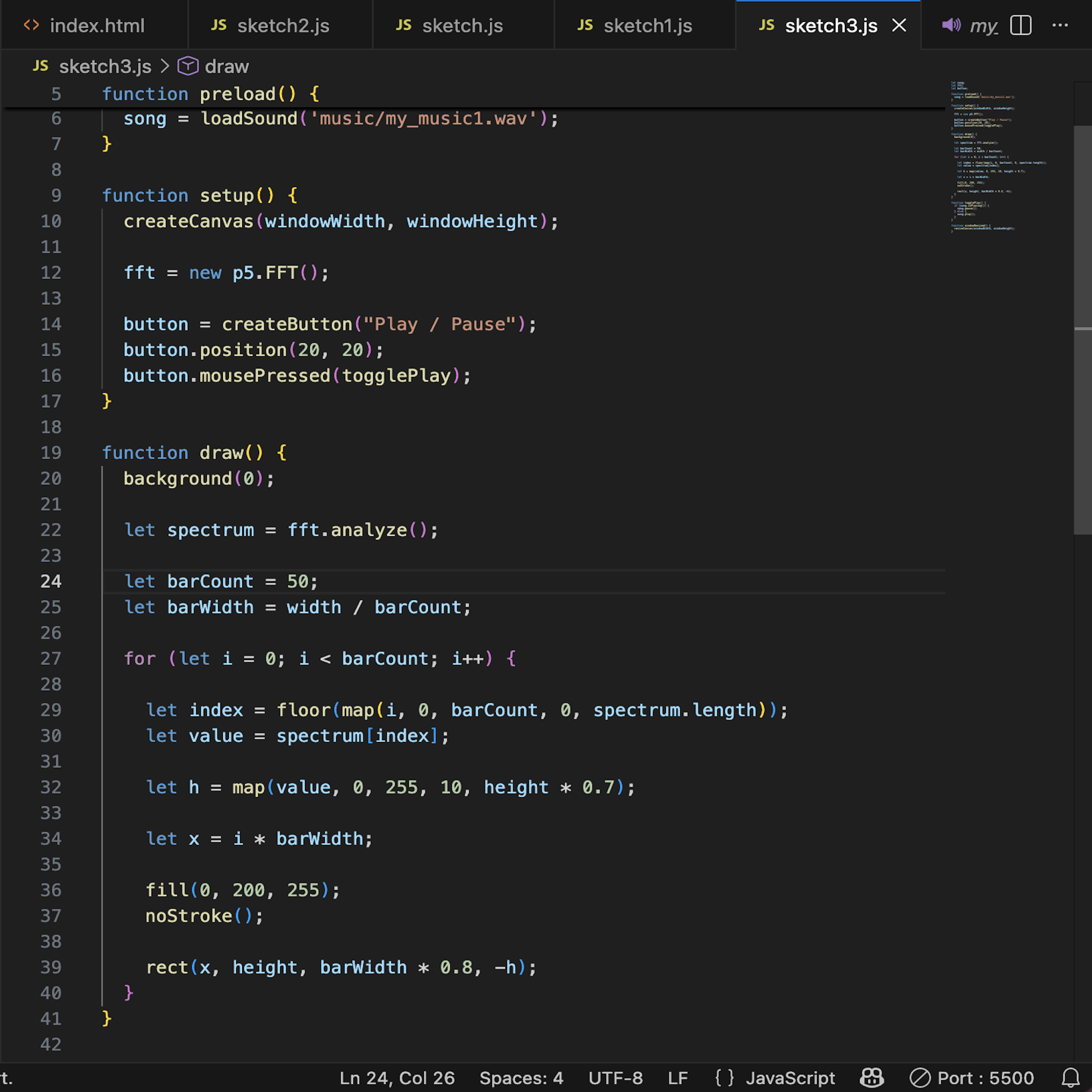 Code writing for the visual effect of the column chart.