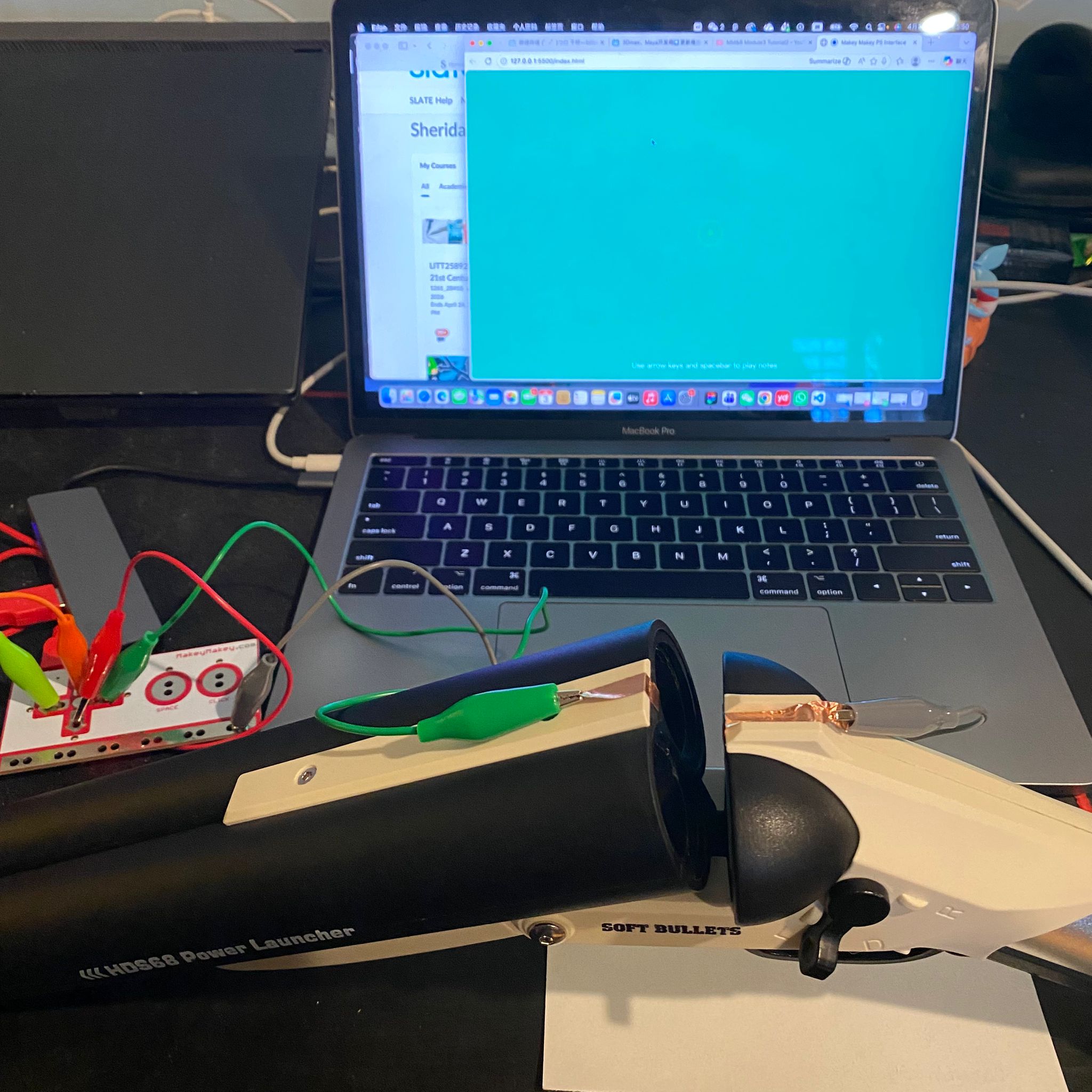 I tried using Nerf toys to make a connection device.