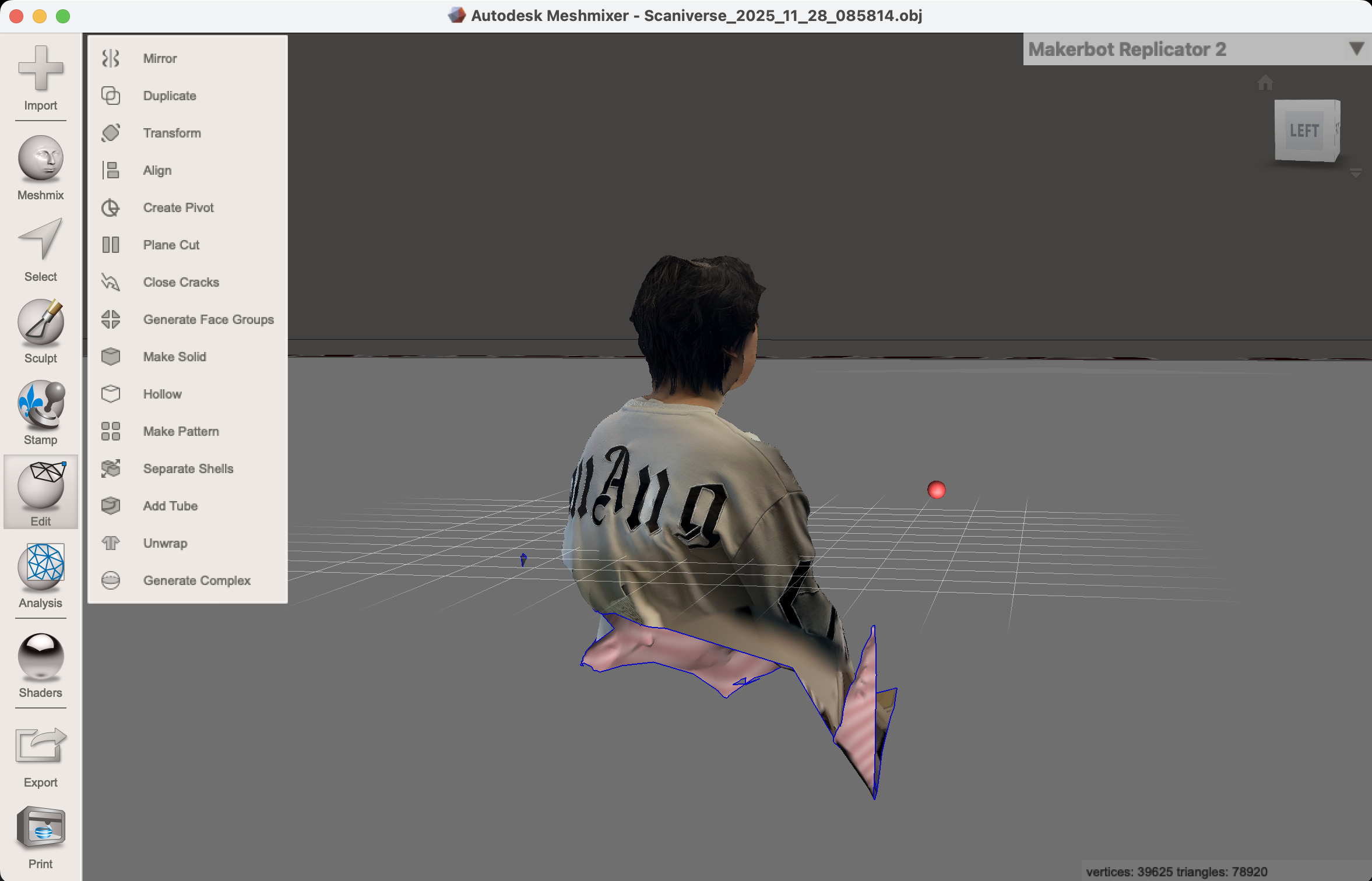 Self model fixed in meshmixer